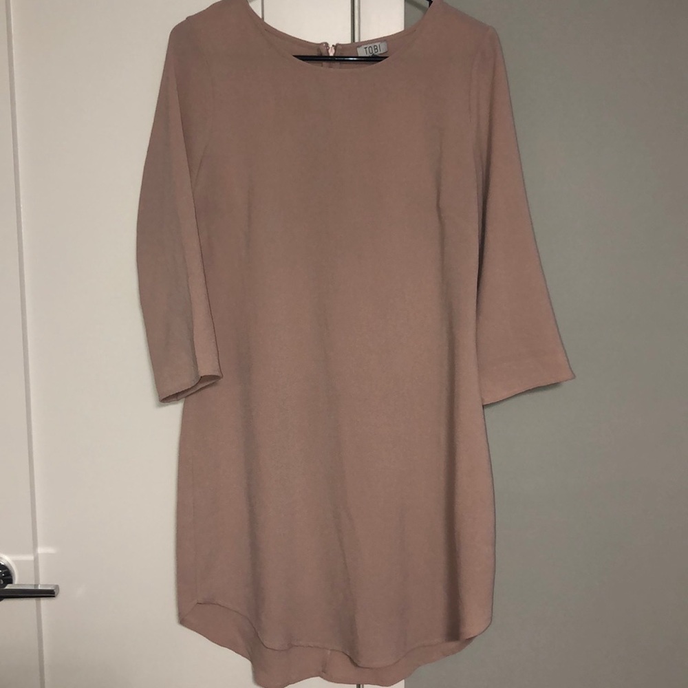 ¾ sleeve blush dress